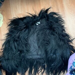 Michael Kors Elegant Black 100 % authentic long goat hair  Fur Coat vest